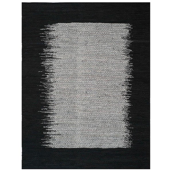 Flowers First 4 x 6 ft. Vintage Leather Hand Woven Area Rug, Light Grey & Black - Small Rectangle FL1892412 - main